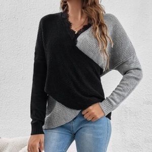 Black and Grey Knit Sweater with Accents size XXL